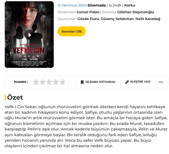 Vizyondaki Filmler (12 Temmuz - 18 Temmuz)